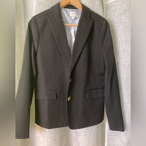 J. Crew Black Women’s Two-Button Blazer with Gold Buttons, Size 8
